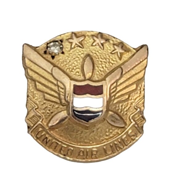 10k Yellow Gold United Airlines Service Lapel Pin - Picture 2 of 7